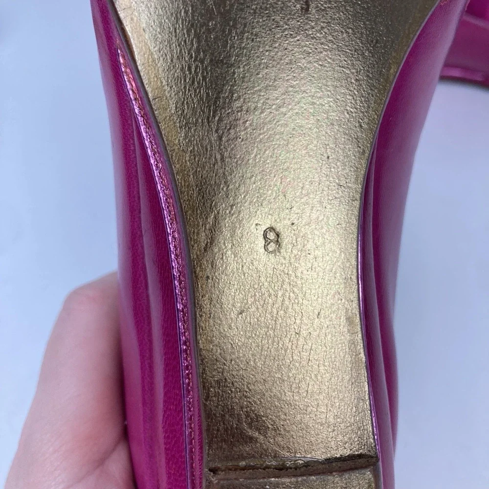Vintage VTG NEW Andrea Pfister Pink Blue Teal Low Heel Wedge Ballet Flats Sz 8